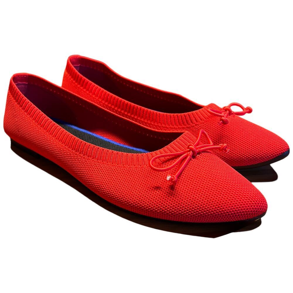 Shupua Women's Size 8 Red Ballet Flats Christmas Shoes Comfortable Knit - Picture 7 of 12